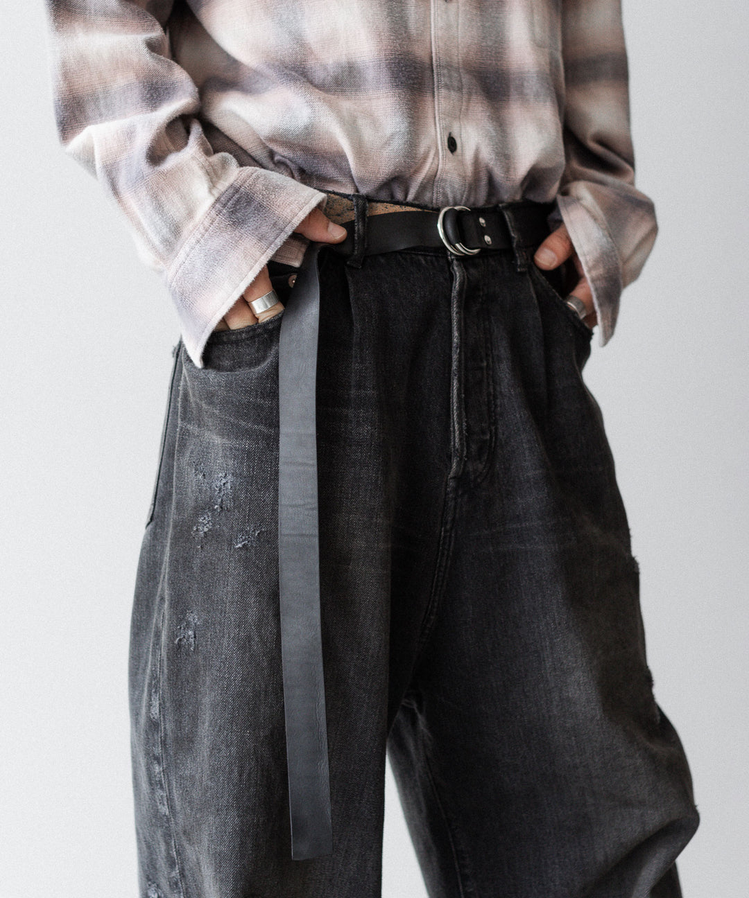 VEIN ヴェインのGUIDI LEATHER DOUBLE RING  BELT - BLACKの公式通販サイトsession福岡セレクトショップ