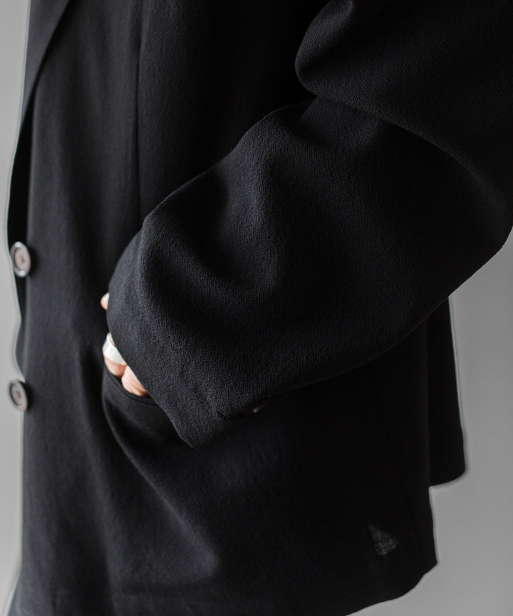 INTÉRIM - インテリムのWOOL CREPE SABLE VOILE DEADSTOCK FABRIC PIPING DOUBLE JACKETのBLACK公式通販サイトsession福岡セレクトショップ