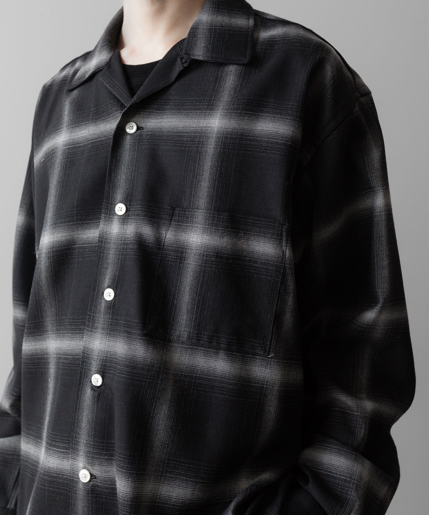 INTÉRIM(インテリム)のBIG OMBRAY WOOL CHECK 60s OPEN COLLAR SHIRT - MONO OMBRAYの公式通販サイトsession福岡セレクトショップ