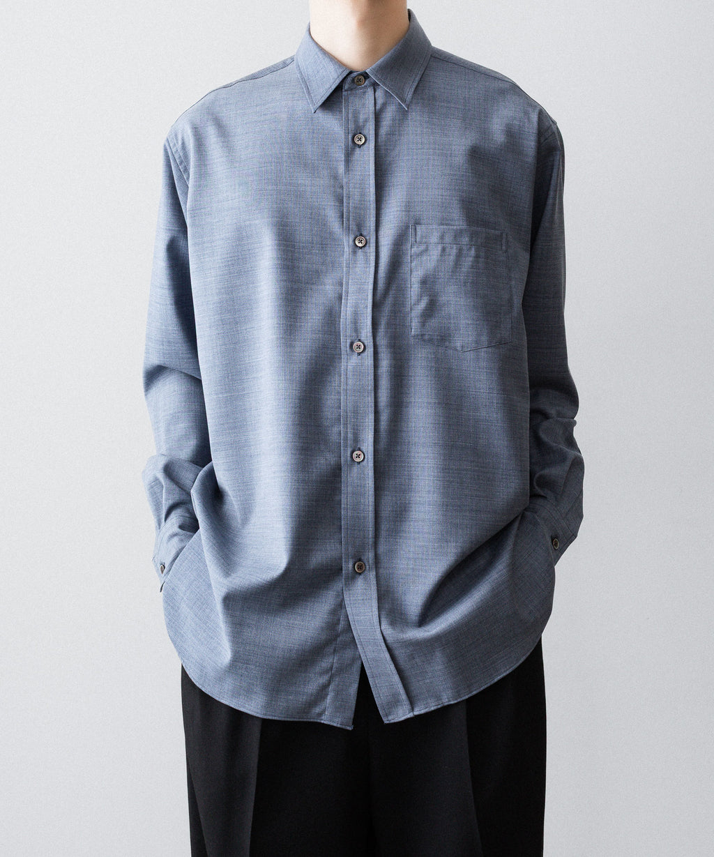 ssstein(シュタイン)のEXTRA FINE WOOL OVERSIZED PLACKET SHIRT - BLUEの公式通販サイトsession福岡セレクトショップ