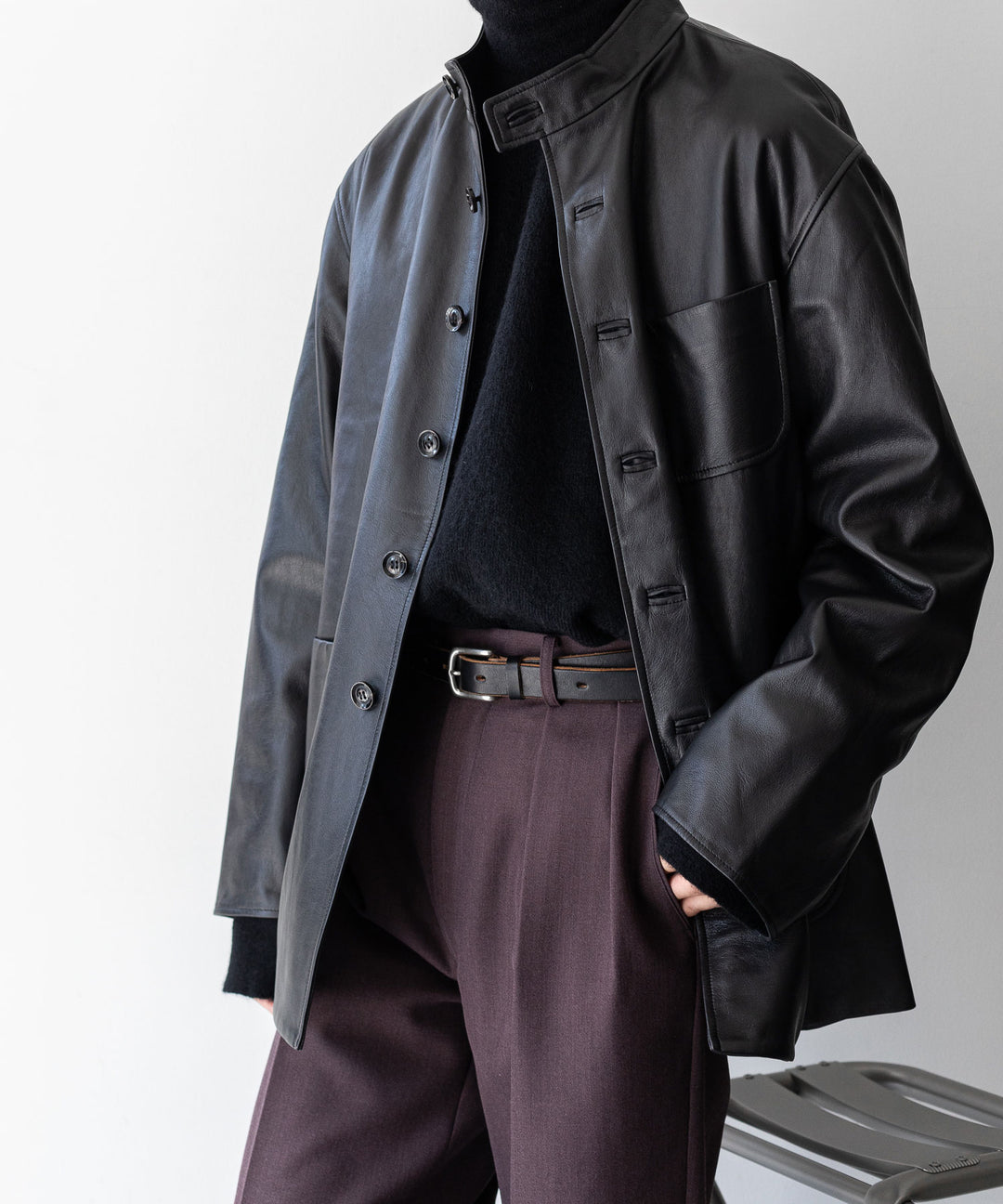 【INTÉRIM】インテリムのフォレスティエール LIMITED ITALY LAMBSKIN LEATHER FORESTIERE - BLACK