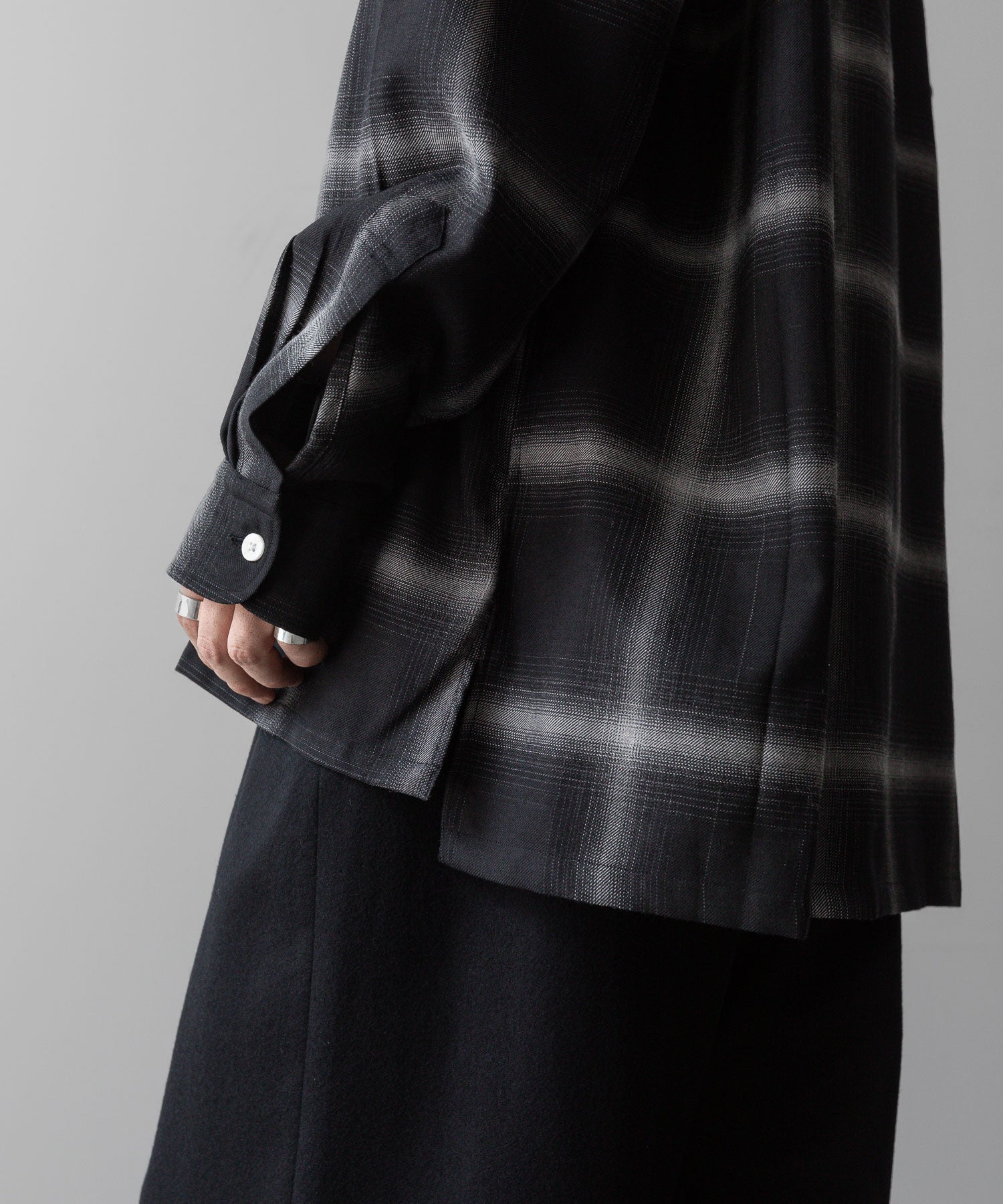 INTÉRIM(インテリム)のBIG OMBRAY WOOL CHECK 60s OPEN COLLAR SHIRT - MONO OMBRAYの公式通販サイトsession福岡セレクトショップ