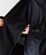 画像をギャラリービューアに読み込む, 【INTÉRIM】WOOL CREPE SABLE VOILE DEADSTOCK FABRIC PIPING DOUBLE JACKET - BLACK
