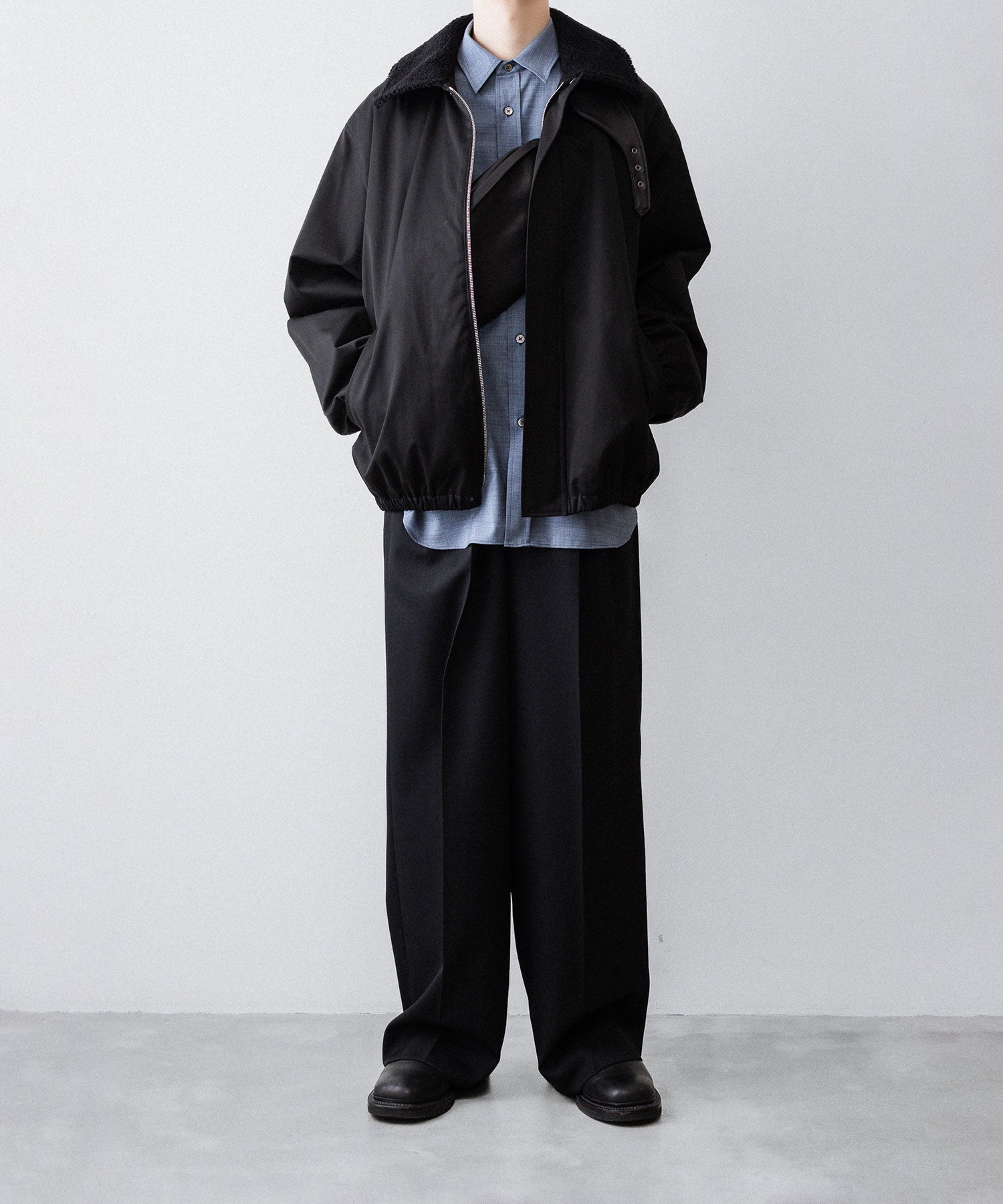 ssstein / シュタイン】MOUTON COLLAR PADDED JACKET - BLACK | 公式
