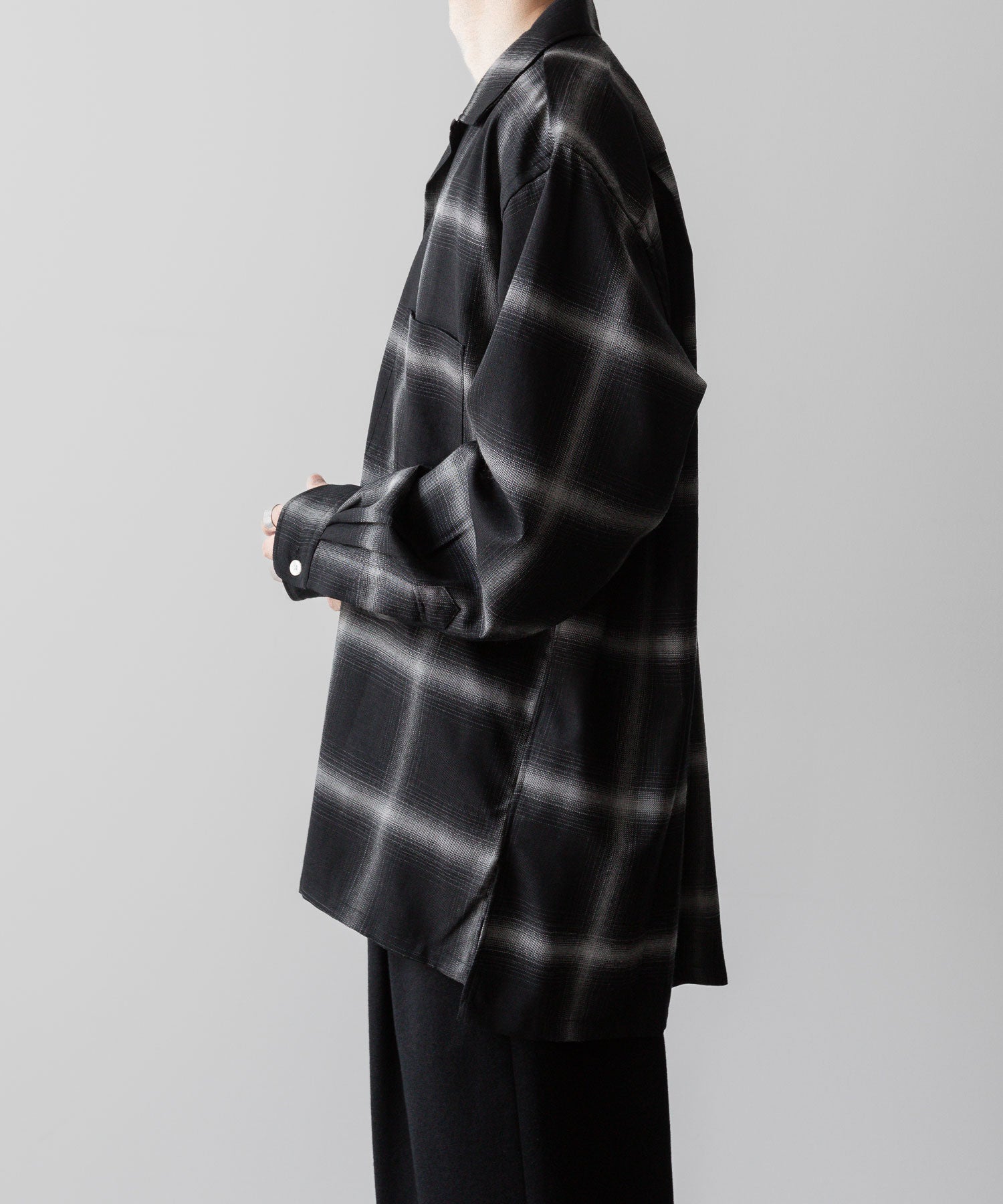 INTÉRIM(インテリム)のBIG OMBRAY WOOL CHECK 60s OPEN COLLAR SHIRT - MONO OMBRAYの公式通販サイトsession福岡セレクトショップ