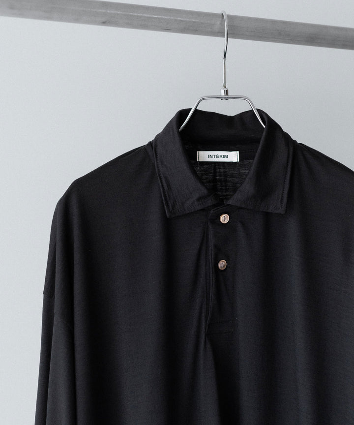 INTÉRIM(インテリム)のHYPER BIG EXTRA FINE MERINO WOOL JERSEY LONG POLO SHIRT - BLACKの公式通販サイトsession福岡セレクトショップ