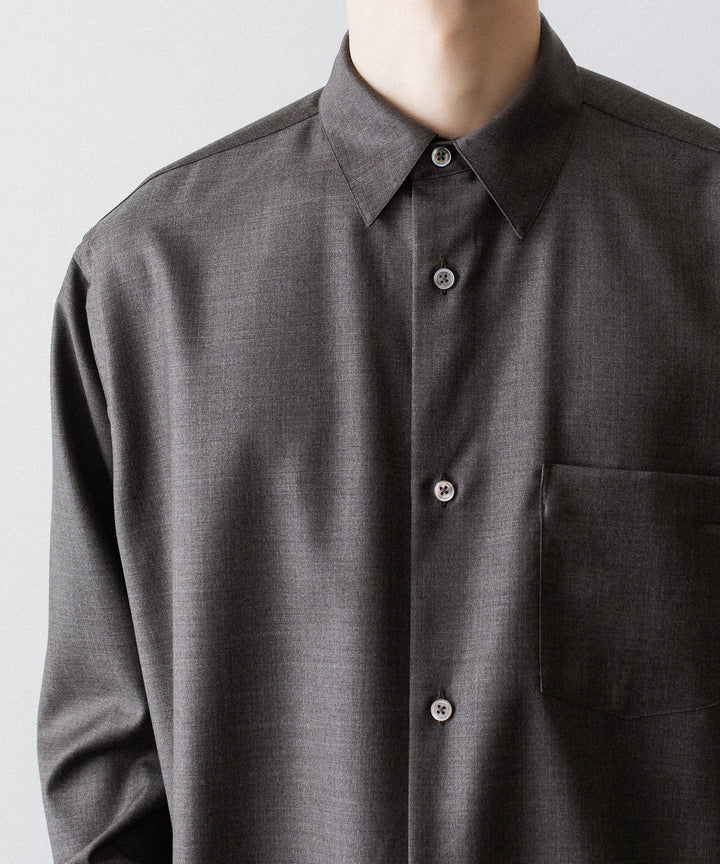 ssstein(シュタイン)のEXTRA FINE WOOL OVERSIZED REGULAR COLLAR SHIRT - BROWN GREYの公式通販サイトsession福岡セレクトショップ