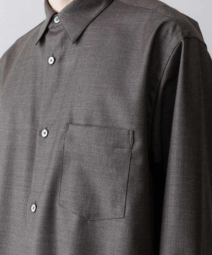 ssstein(シュタイン)のEXTRA FINE WOOL OVERSIZED REGULAR COLLAR SHIRT - BROWN GREYの公式通販サイトsession福岡セレクトショップ