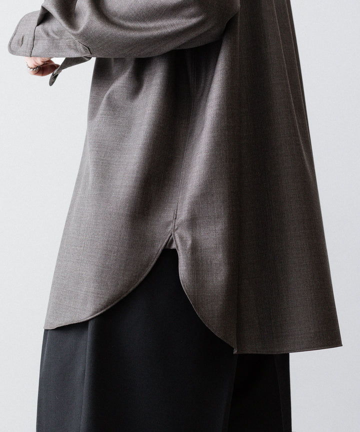 ssstein(シュタイン)のEXTRA FINE WOOL OVERSIZED REGULAR COLLAR SHIRT - BROWN GREYの公式通販サイトsession福岡セレクトショップ