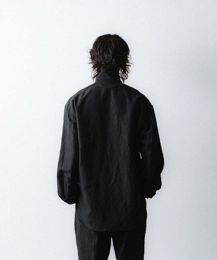 phebus- フィーバスのWOOL LINEN SHIRTのBLACK公式通販サイトsession福岡セレクトショップ