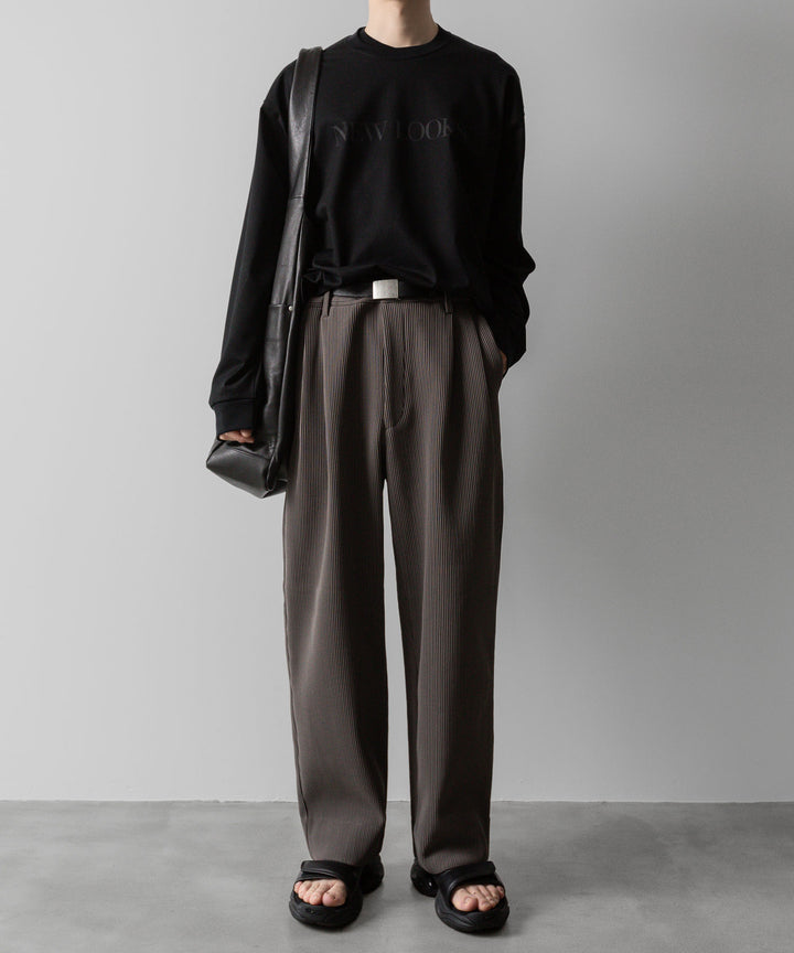 【ssstein】GRADATION PLEATS TWO TUCK TROUSERS - D.GREIGE