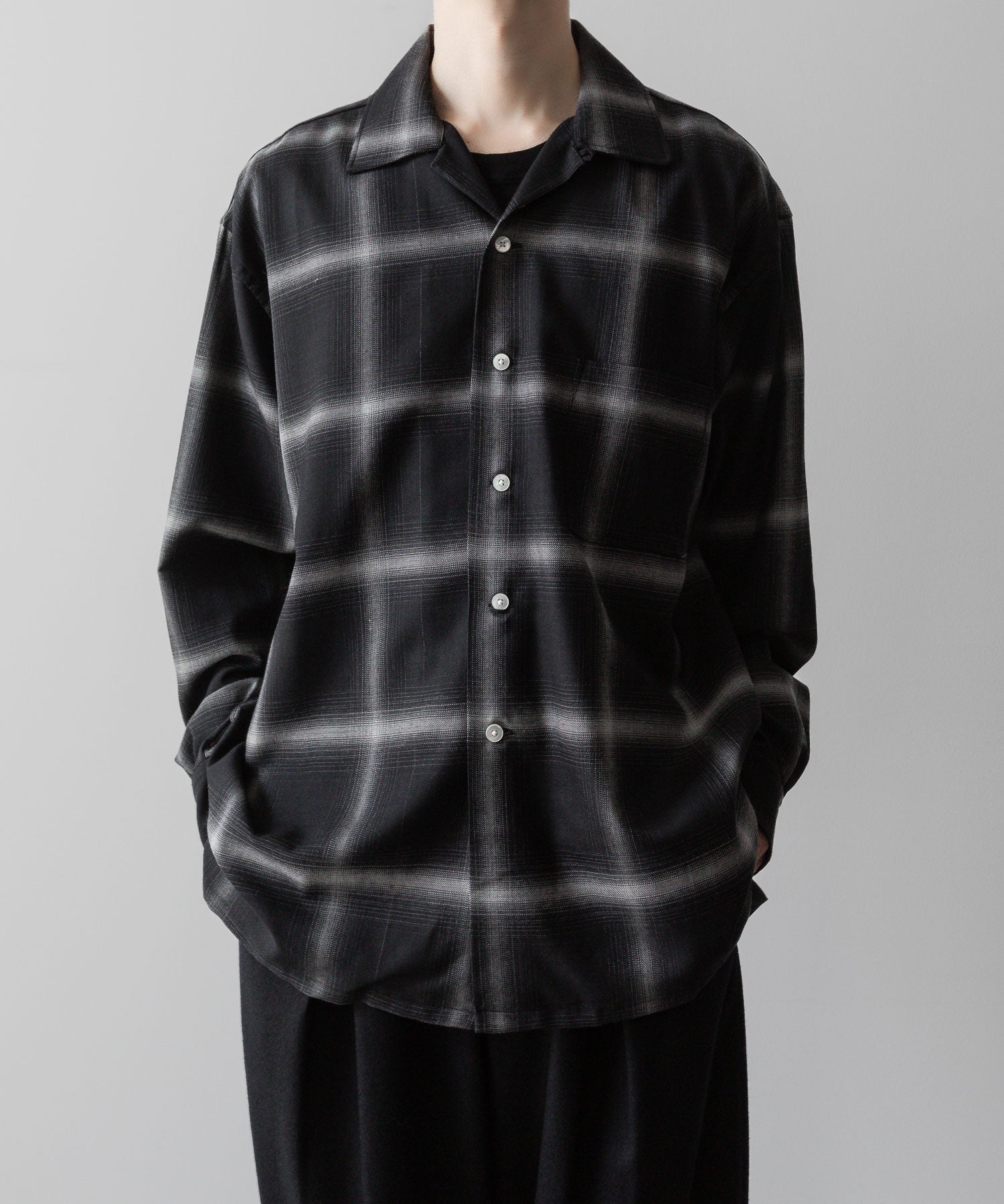 ハ*ラ様 【INTÉRIM】wool check open collar shi ハ*ラ様 【INTÉRIM】wool check open collar shi INTÉRIM】wool check