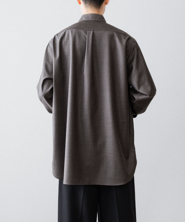 ssstein(シュタイン)のEXTRA FINE WOOL OVERSIZED REGULAR COLLAR SHIRT - BROWN GREYの公式通販サイトsession福岡セレクトショップ