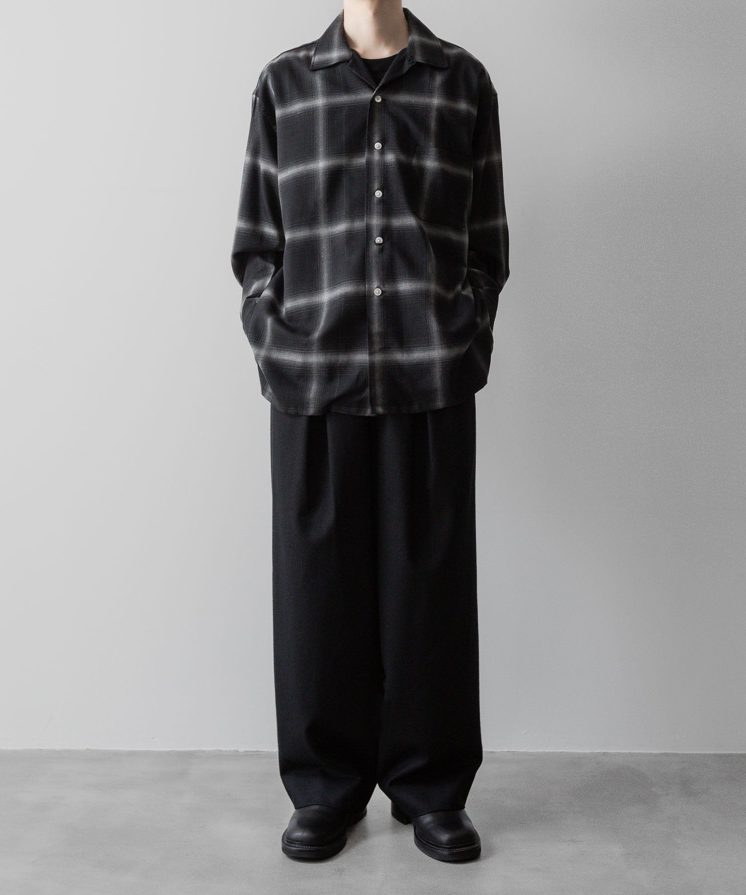 INTÉRIM(インテリム)のBIG OMBRAY WOOL CHECK 60s OPEN COLLAR SHIRT - MONO OMBRAYの公式通販サイトsession福岡セレクトショップ