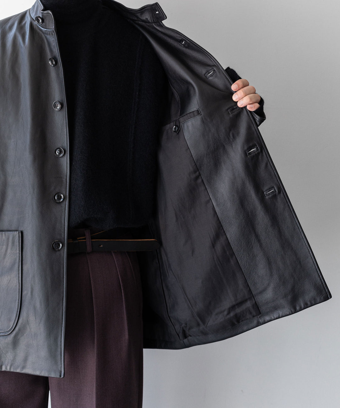 【INTÉRIM】インテリムのフォレスティエール LIMITED ITALY LAMBSKIN LEATHER FORESTIERE - BLACK