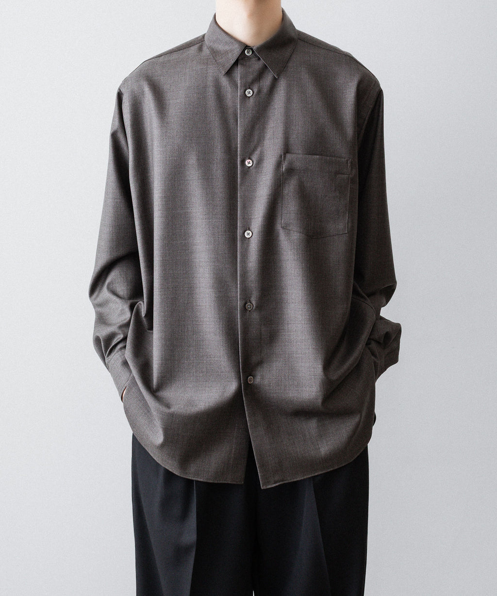 ssstein(シュタイン)のEXTRA FINE WOOL OVERSIZED REGULAR COLLAR SHIRT - BROWN GREYの公式通販サイトsession福岡セレクトショップ
