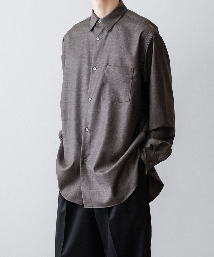 ssstein(シュタイン)のEXTRA FINE WOOL OVERSIZED REGULAR COLLAR SHIRT - BROWN GREYの公式通販サイトsession福岡セレクトショップ