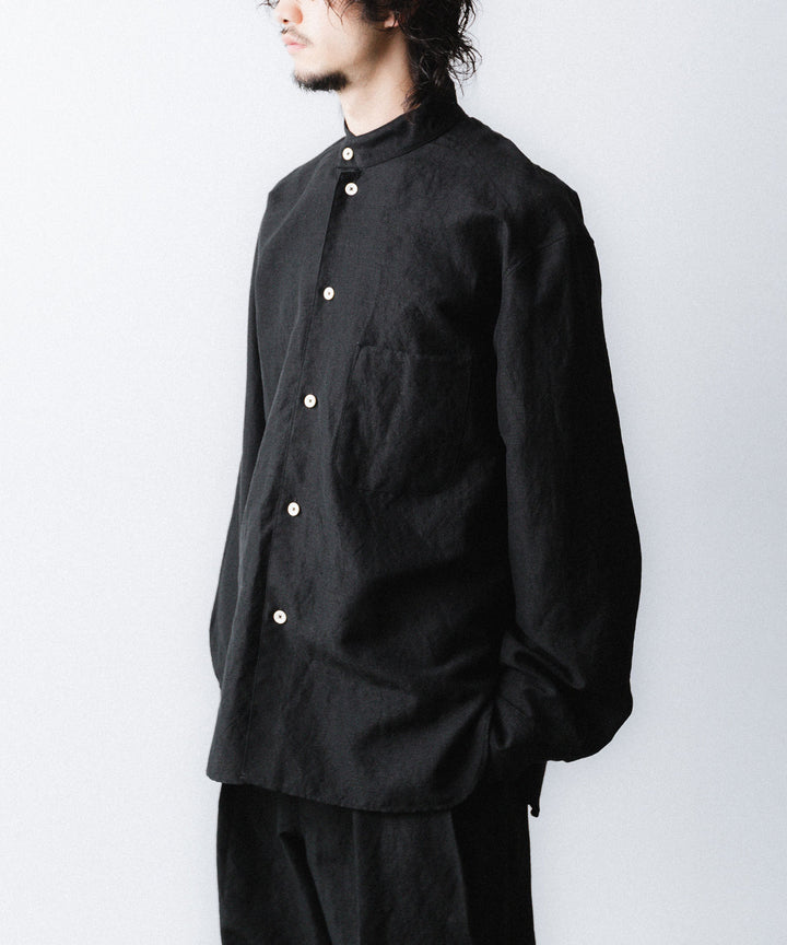 phebus- フィーバスのWOOL LINEN SHIRTのBLACK公式通販サイトsession福岡セレクトショップ