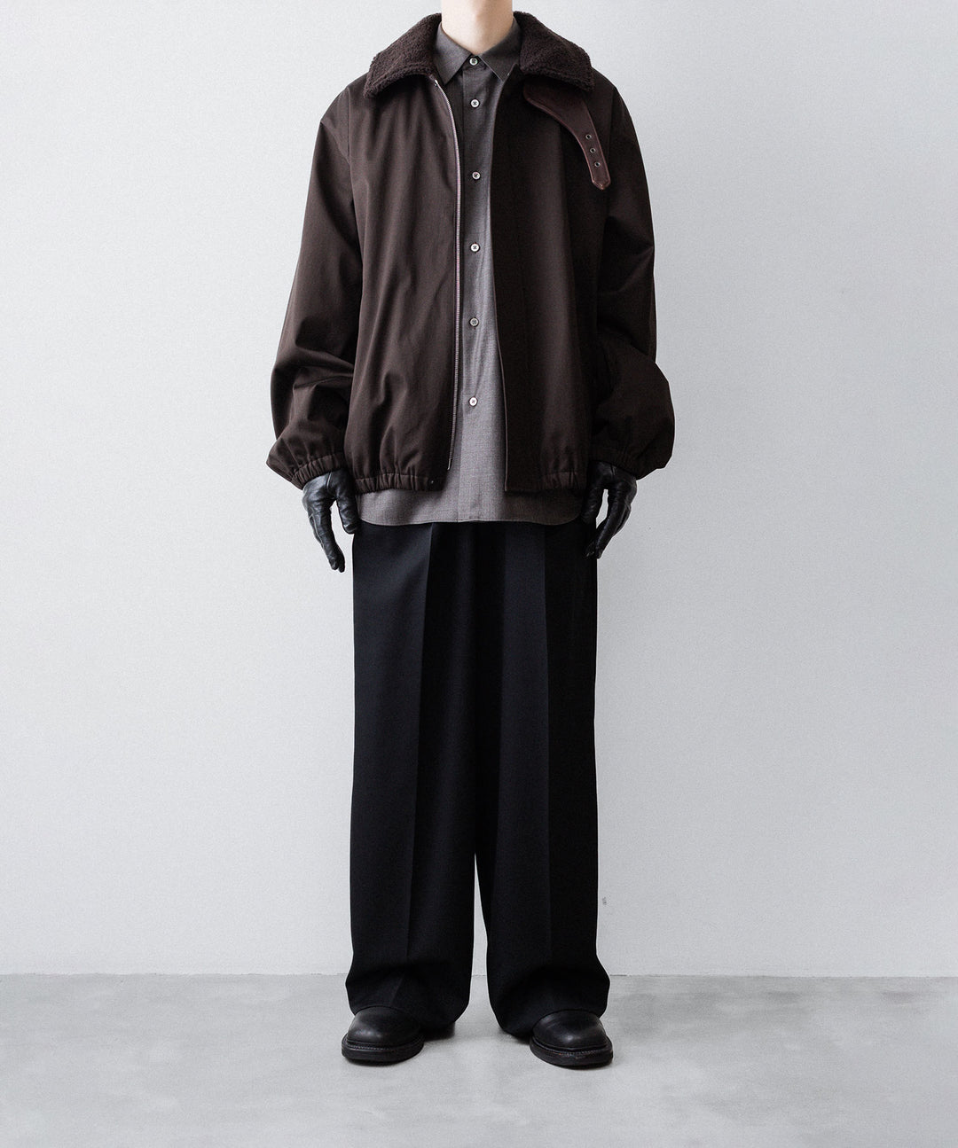 ssstein(シュタイン)のEXTRA FINE WOOL OVERSIZED REGULAR COLLAR SHIRT - BROWN GREYの公式通販サイトsession福岡セレクトショップ