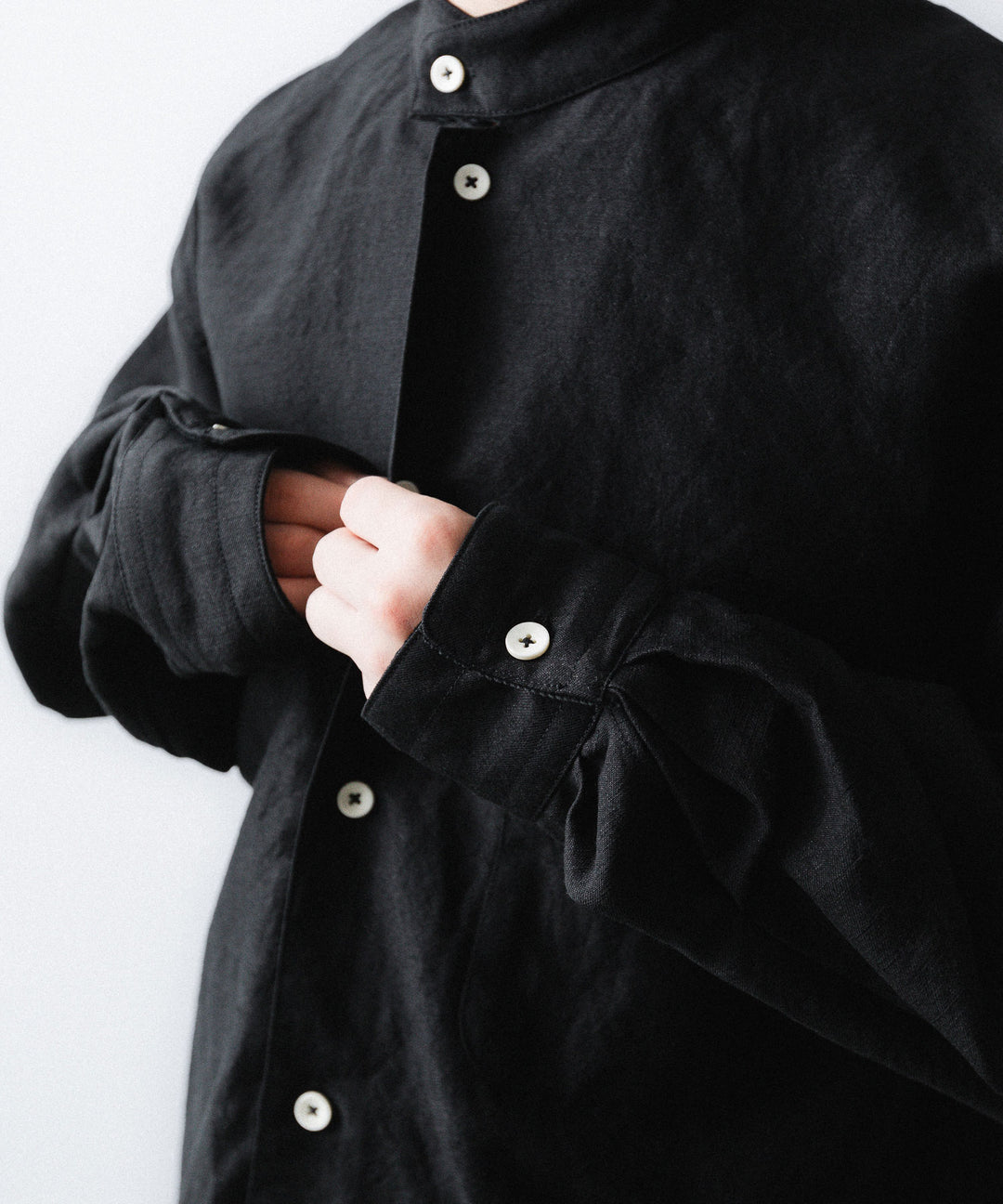 phebus- フィーバスのWOOL LINEN SHIRTのBLACK公式通販サイトsession福岡セレクトショップ
