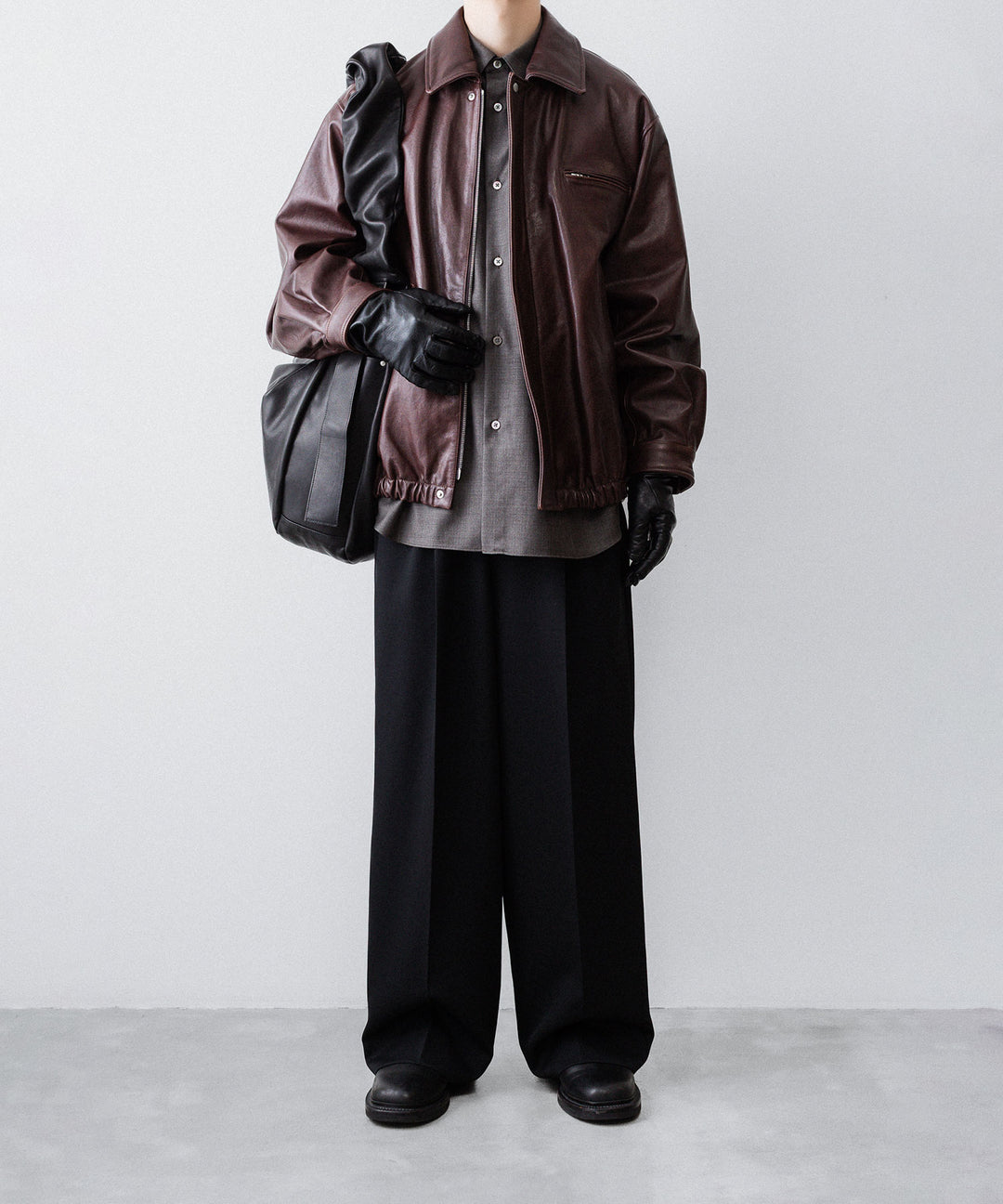 ssstein(シュタイン)のEXTRA FINE WOOL OVERSIZED REGULAR COLLAR SHIRT - BROWN GREYの公式通販サイトsession福岡セレクトショップ
