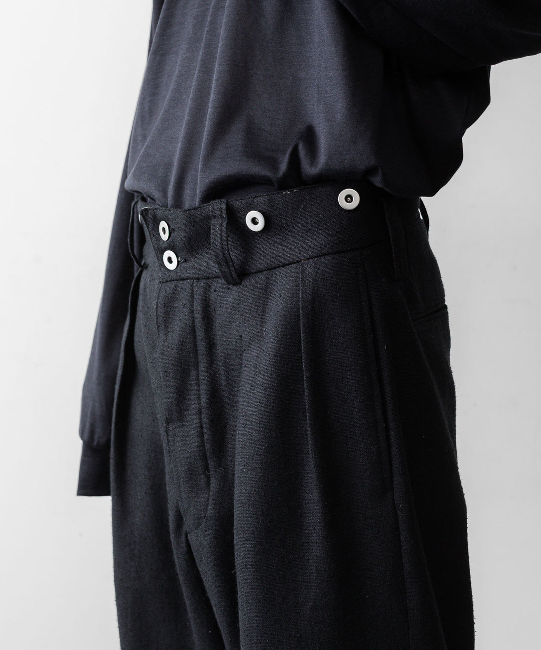 INTÉRIM インテリムのSILK LINEN "BOURGERON" FRENCH WORK TROUSERのBLACK 公式通販サイトsession福岡セレクトショップ