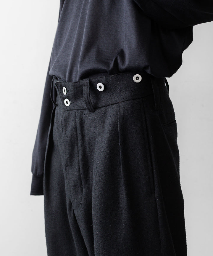 INTÉRIM インテリムのSILK LINEN "BOURGERON" FRENCH WORK TROUSERのBLACK 公式通販サイトsession福岡セレクトショップ