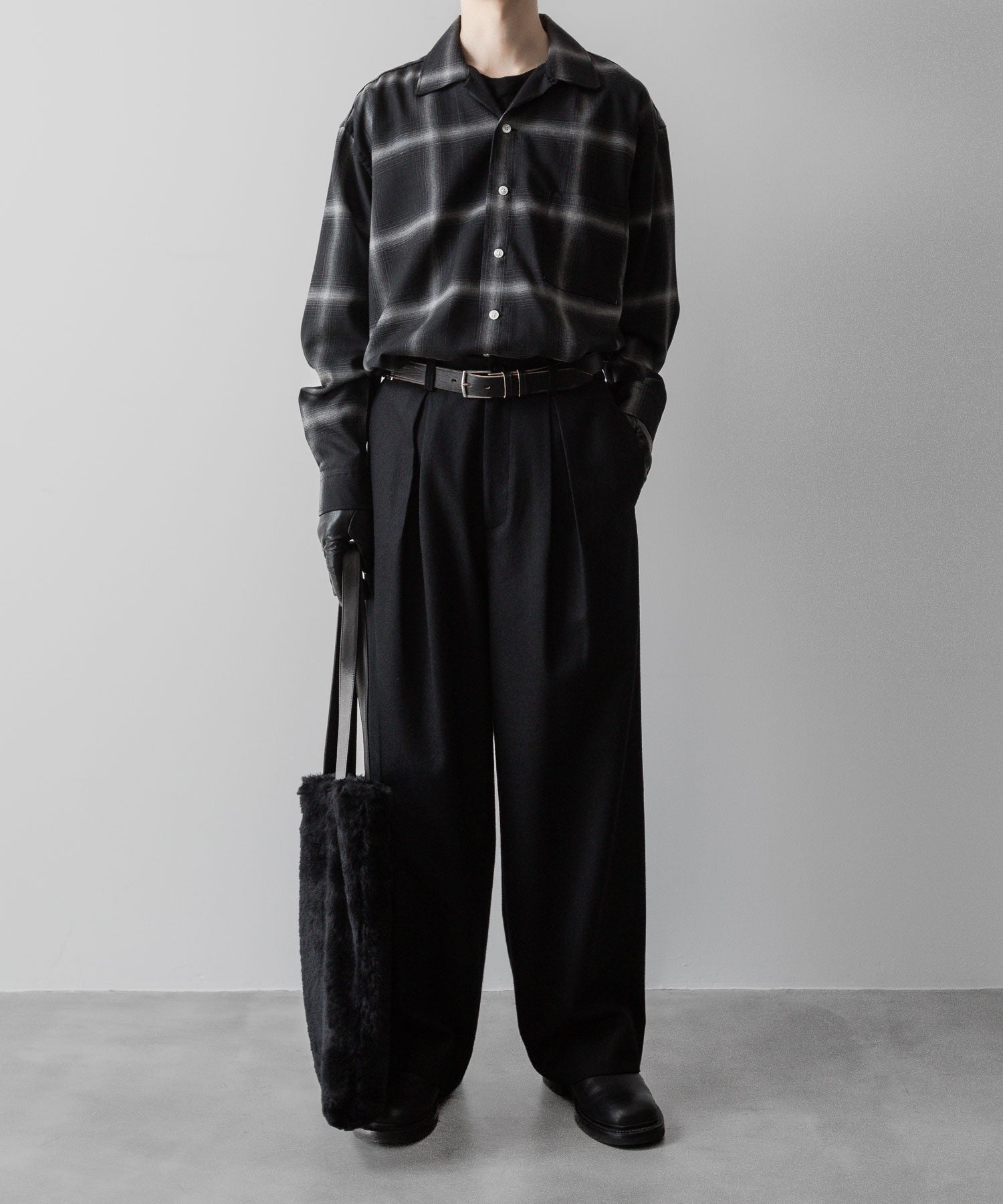 INTÉRIM(インテリム)のBIG OMBRAY WOOL CHECK 60s OPEN COLLAR SHIRT - MONO OMBRAYの公式通販サイトsession福岡セレクトショップ