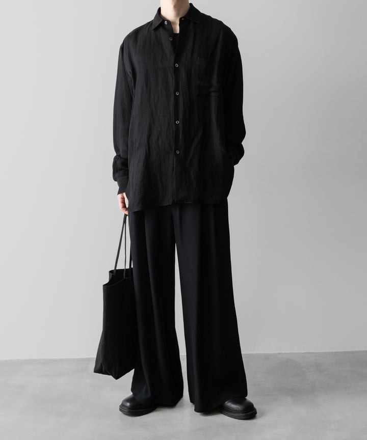 ANTHEM Aアンセムエー のSILKY VISCOSE 2TUCK FLARE EASY PANTS - BLACKの公式通販サイトsession福岡セレクトショップ