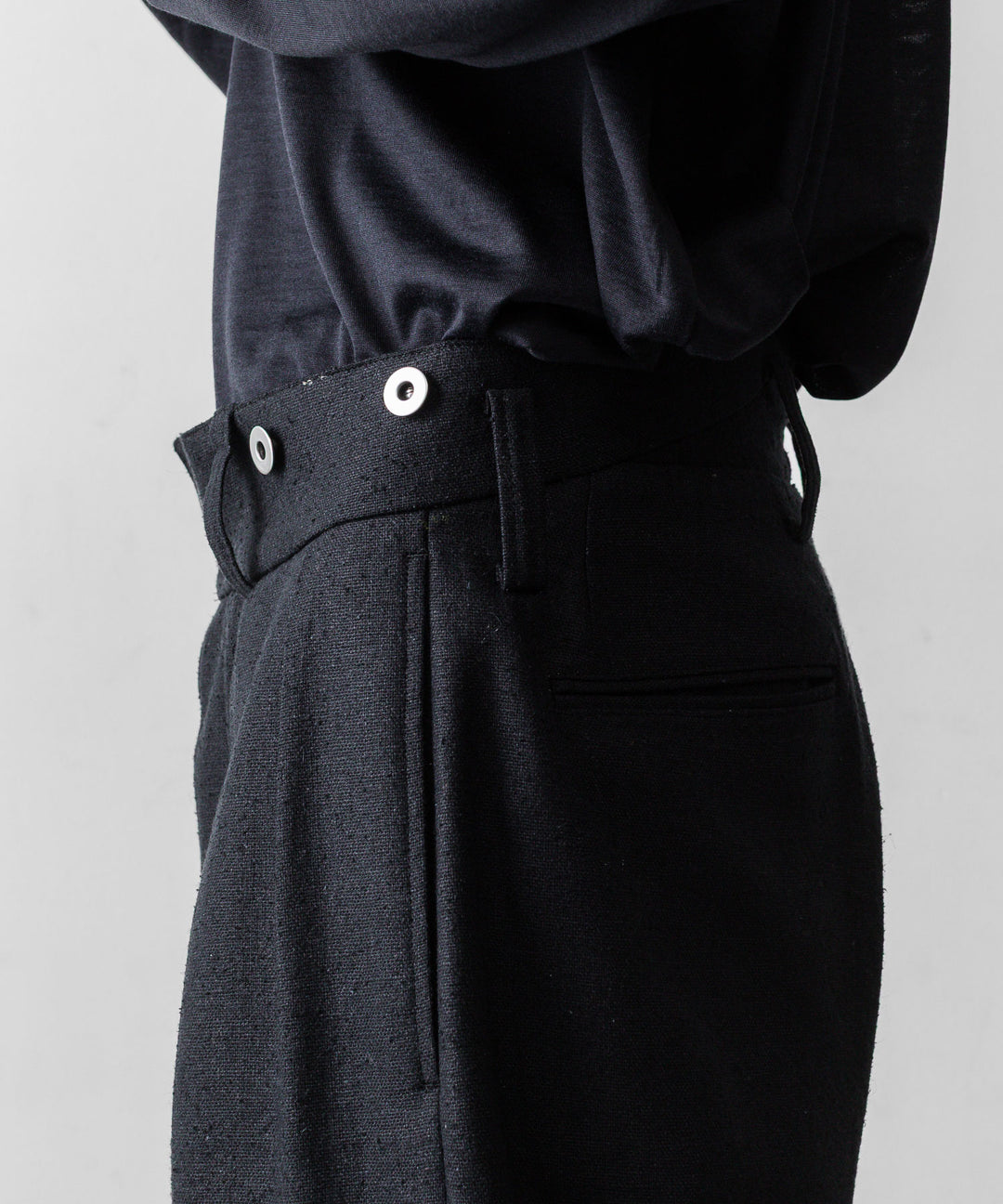 INTÉRIM インテリムのSILK LINEN "BOURGERON" FRENCH WORK TROUSERのBLACK 公式通販サイトsession福岡セレクトショップ