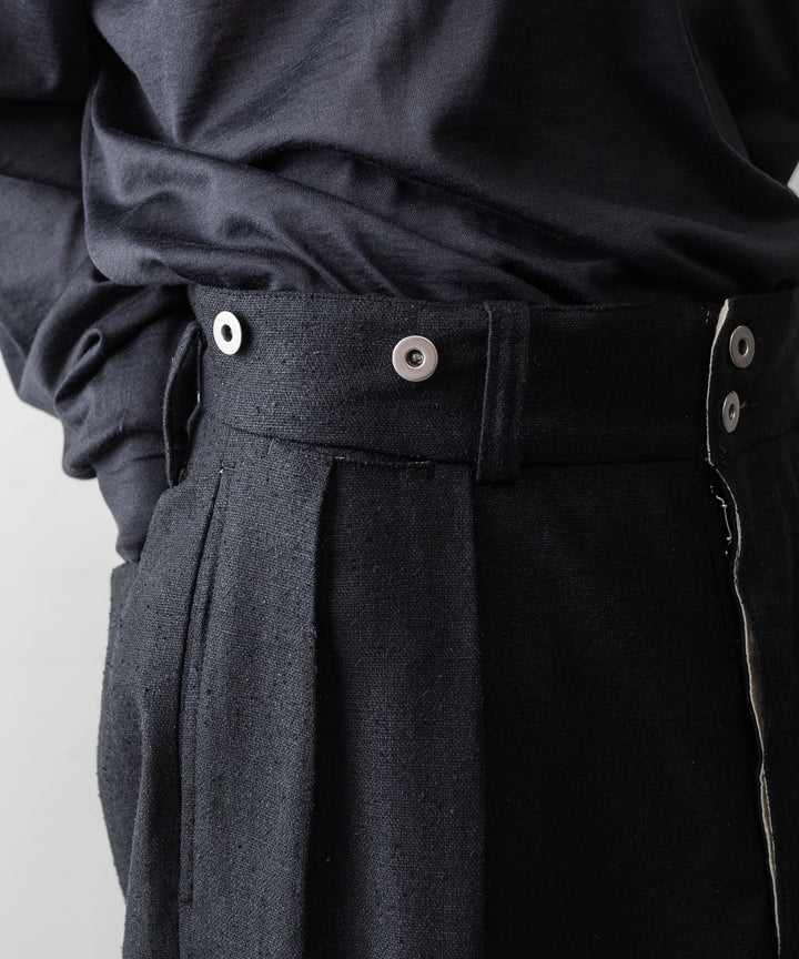 INTÉRIM インテリムのSILK LINEN "BOURGERON" FRENCH WORK TROUSERのBLACK 公式通販サイトsession福岡セレクトショップ
