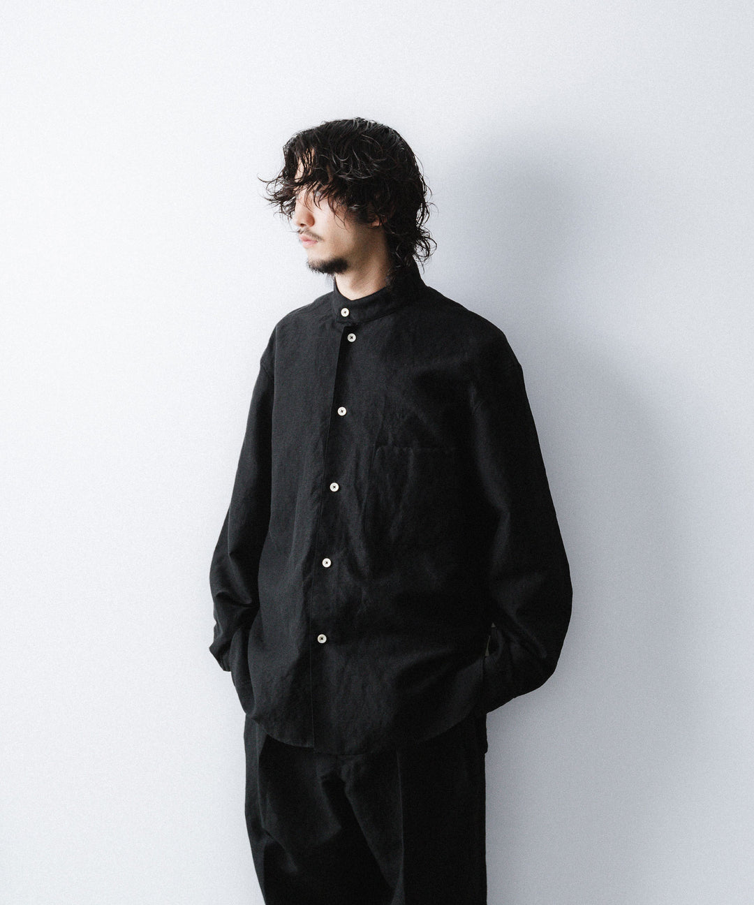 phebus- フィーバスのWOOL LINEN SHIRTのBLACK公式通販サイトsession福岡セレクトショップ