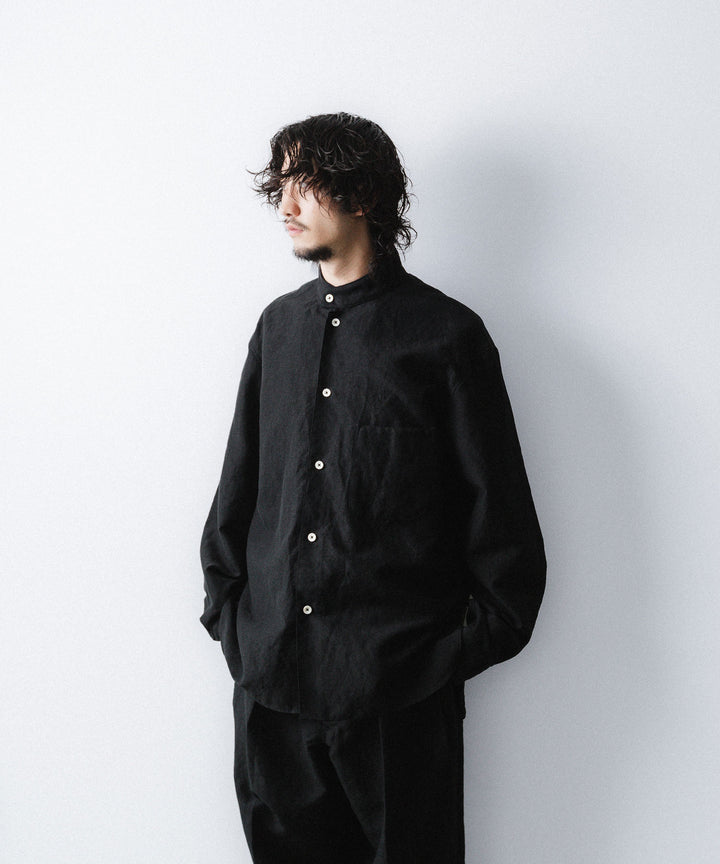 phebus- フィーバスのWOOL LINEN SHIRTのBLACK公式通販サイトsession福岡セレクトショップ