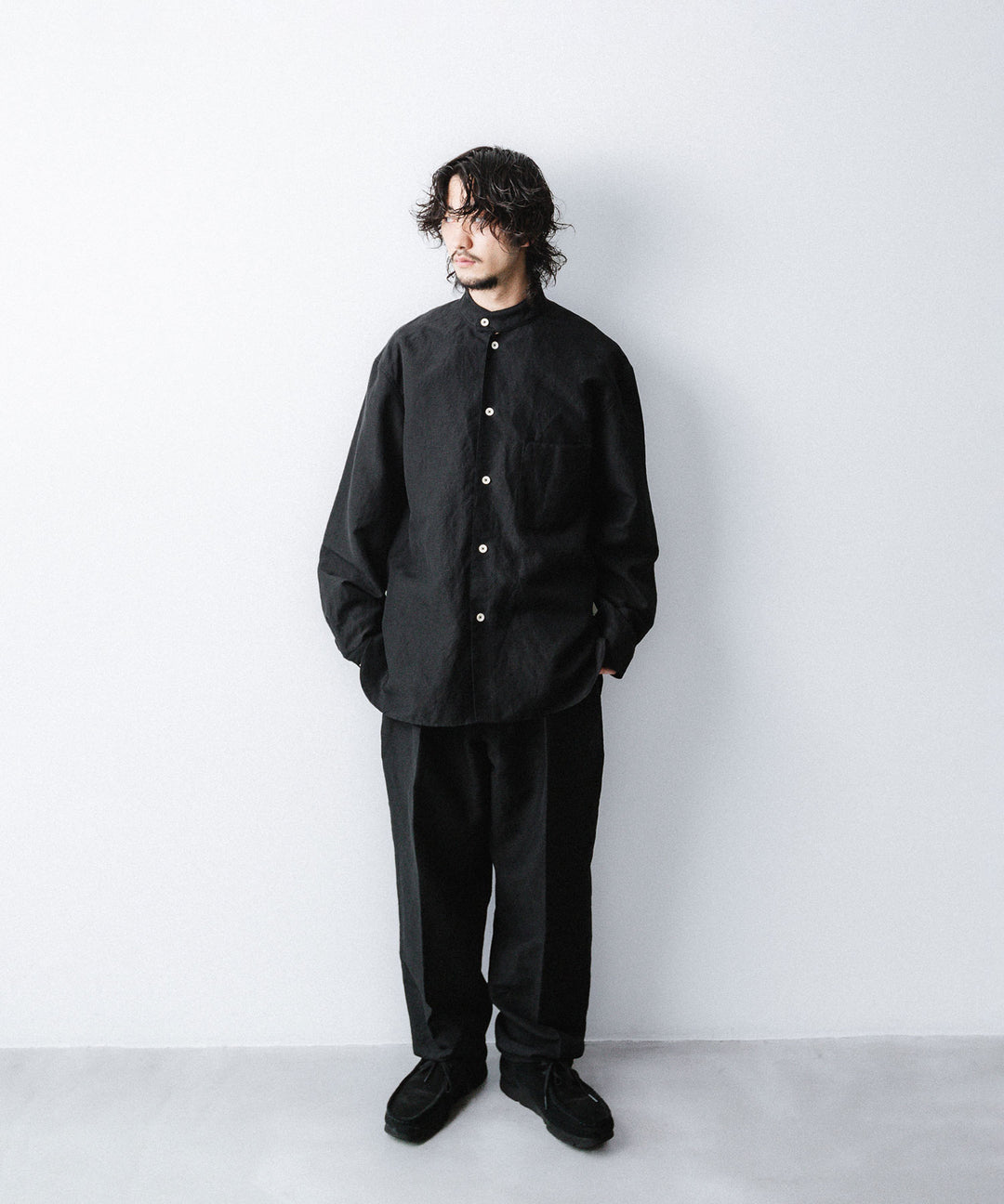 phebus- フィーバスのWOOL LINEN SHIRTのBLACK公式通販サイトsession福岡セレクトショップ
