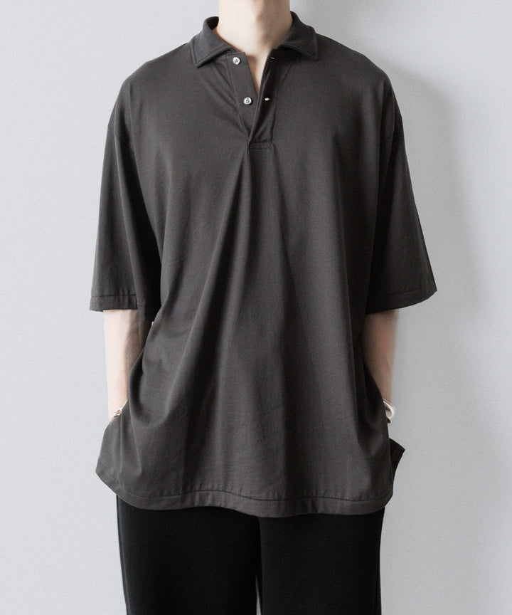 INTÉRIM インテリム HYPER BIG HIGH GAUGE SUVIN JERSEY POLO SHIRTのSMOKE BLACK 公式通販サイトsession福岡セレクトショップ