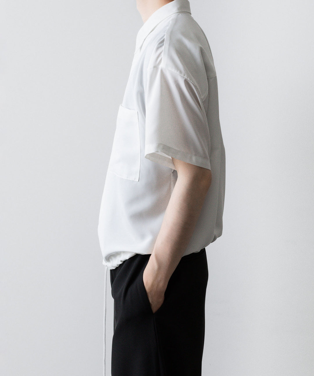 【ato】OVERSIZED DRAW CORD SHIRT - WHITE