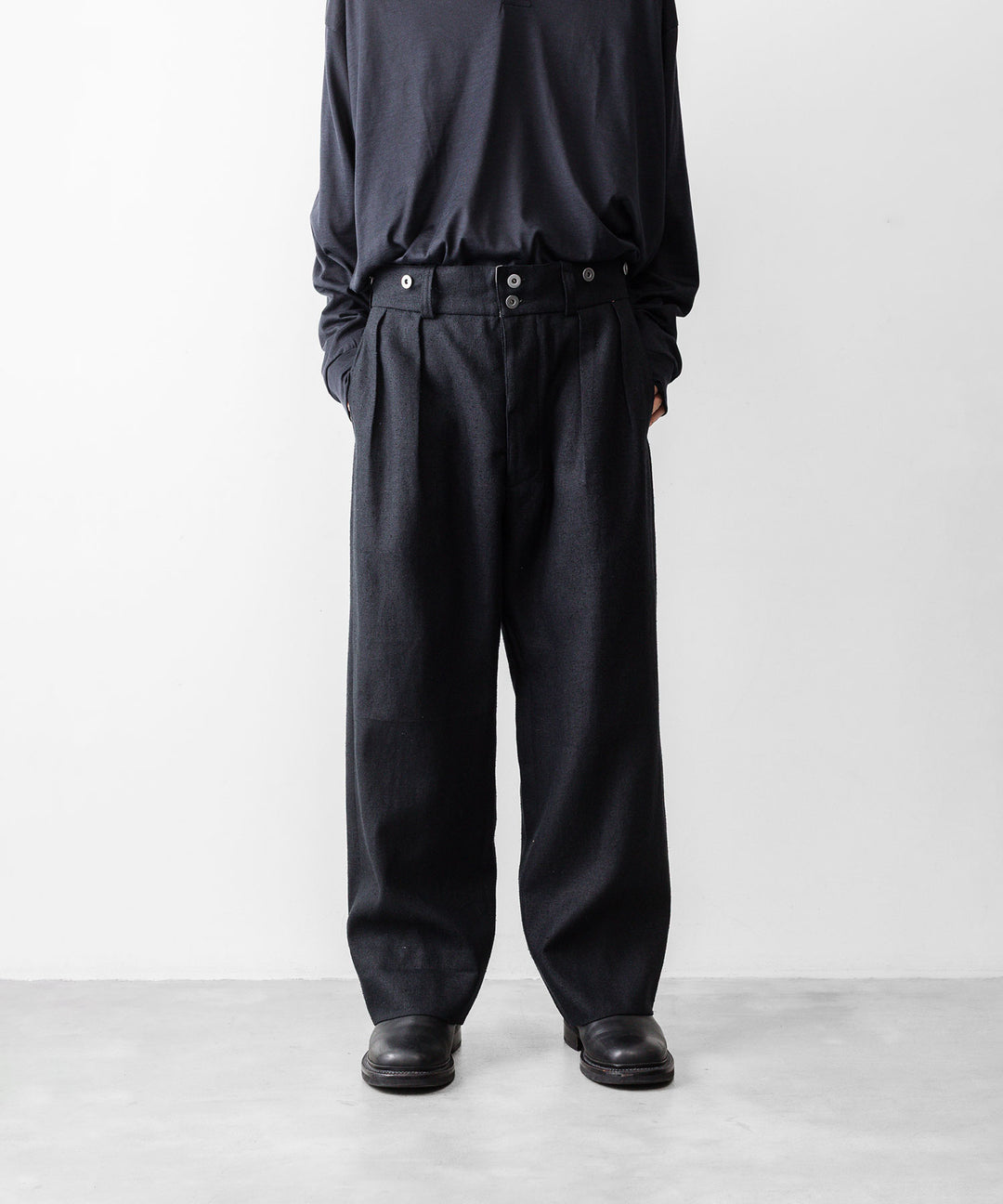 INTÉRIM インテリムのSILK LINEN "BOURGERON" FRENCH WORK TROUSERのBLACK 公式通販サイトsession福岡セレクトショップ