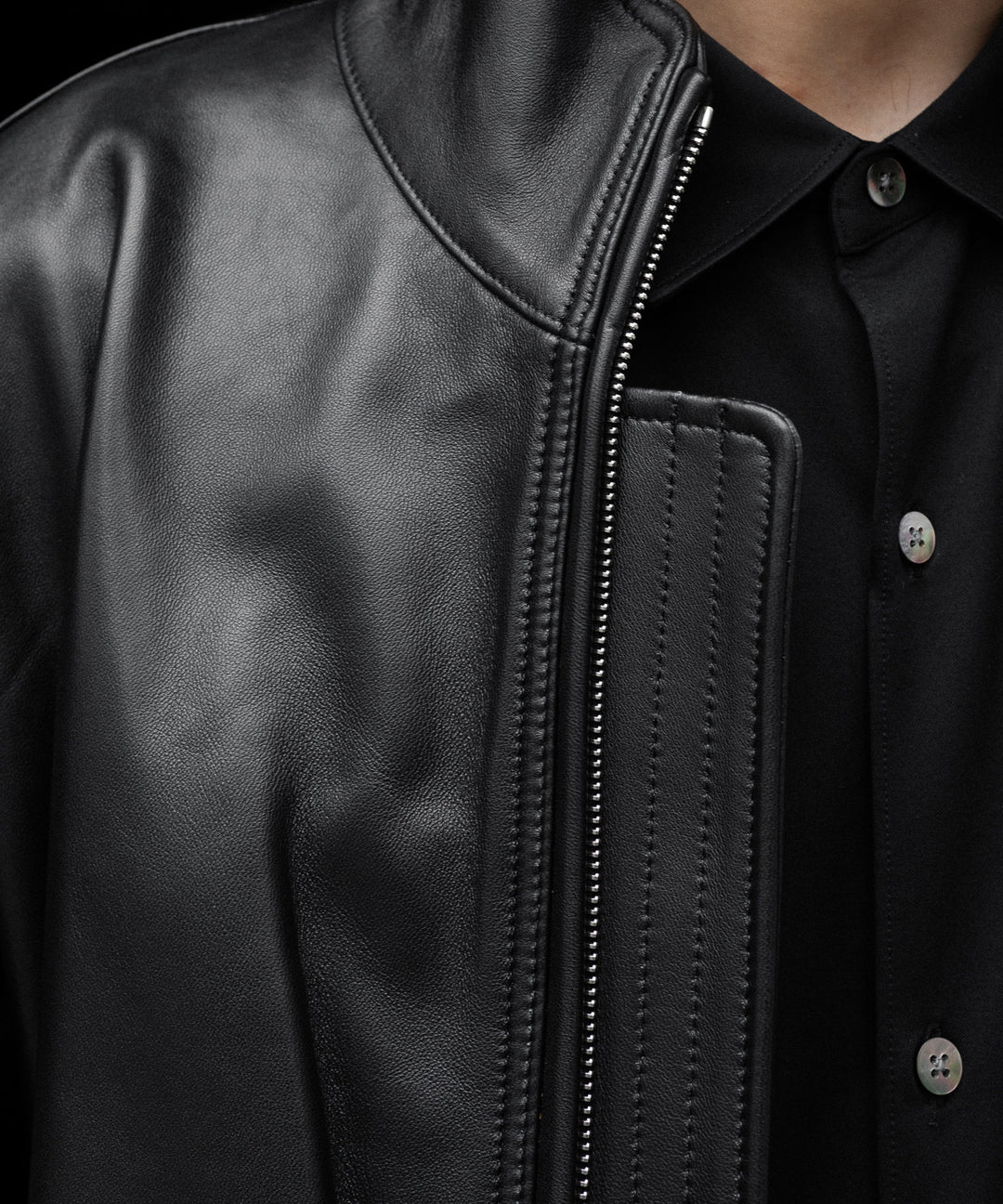 ssstein(シュタイン)のSHEEP LEATHER STAND COLLAR JACKET - BLACKの公式通販サイトsession福岡セレクトショップ