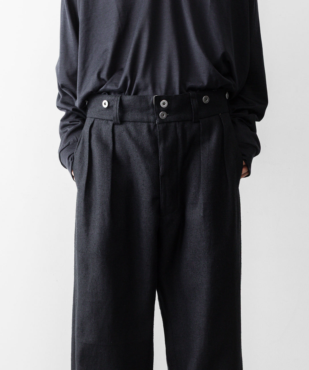 INTÉRIM インテリムのSILK LINEN "BOURGERON" FRENCH WORK TROUSERのBLACK 公式通販サイトsession福岡セレクトショップ