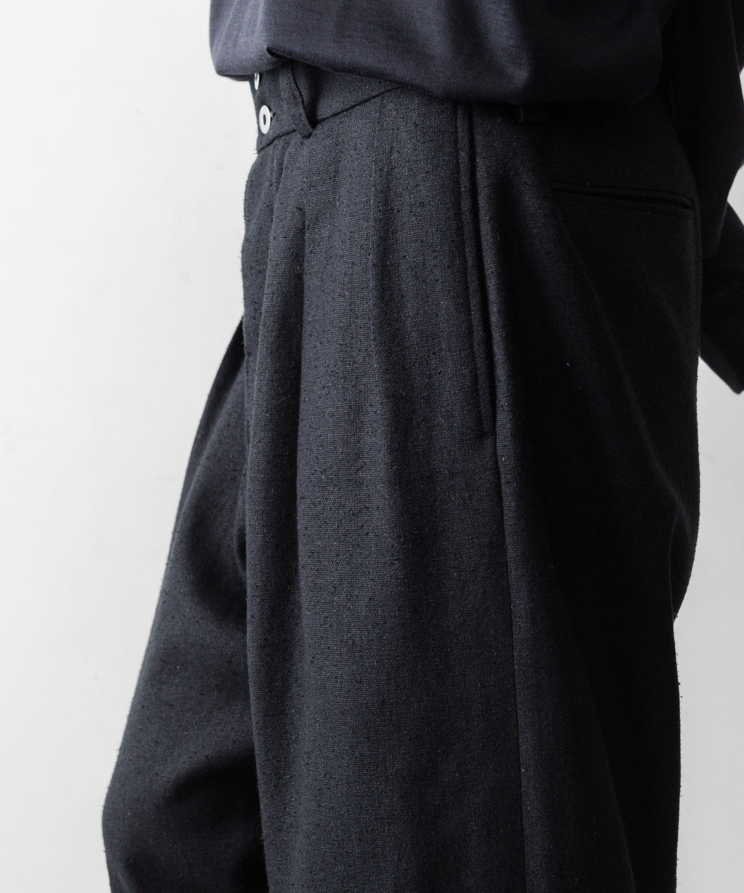 INTÉRIM インテリムのSILK LINEN "BOURGERON" FRENCH WORK TROUSERのBLACK 公式通販サイトsession福岡セレクトショップ