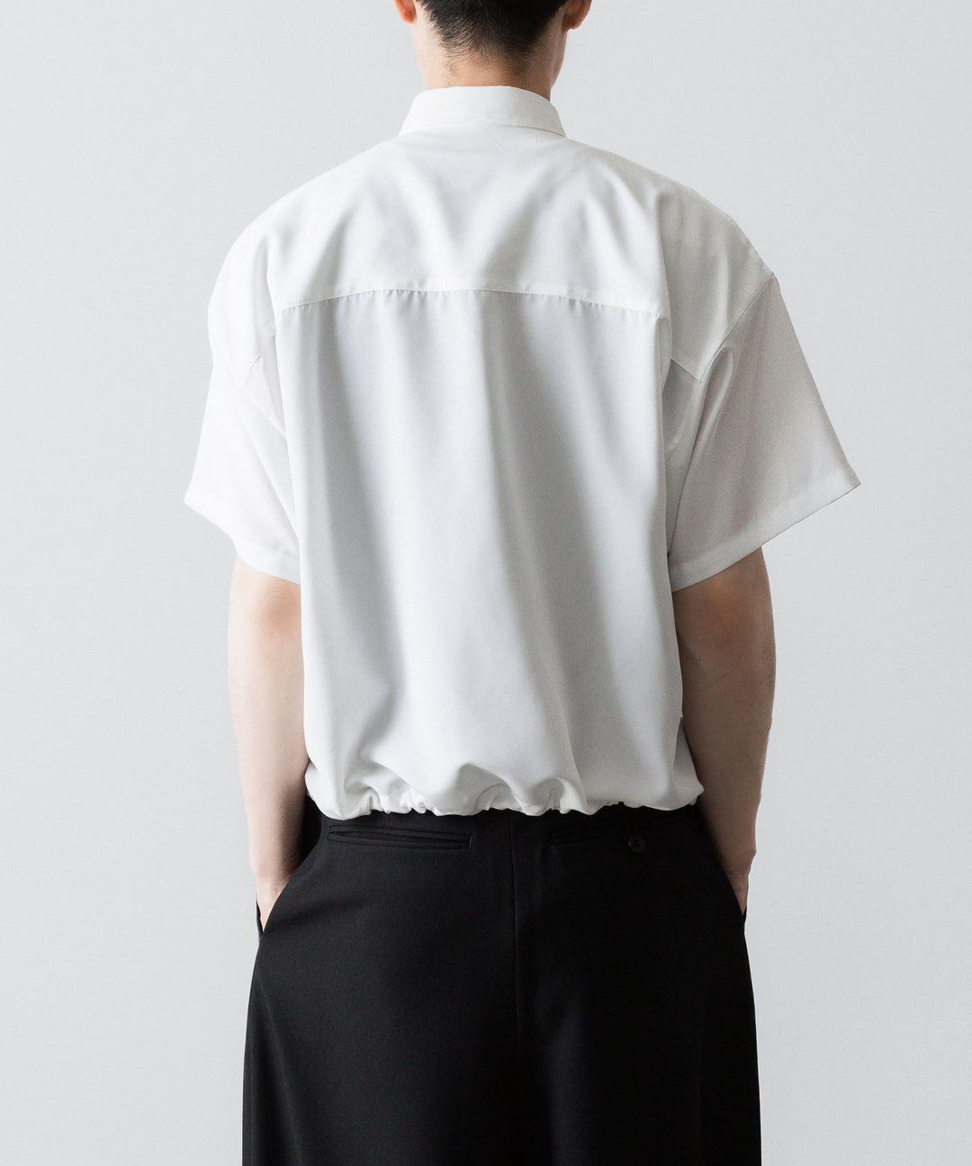 【ato】OVERSIZED DRAW CORD SHIRT - WHITE