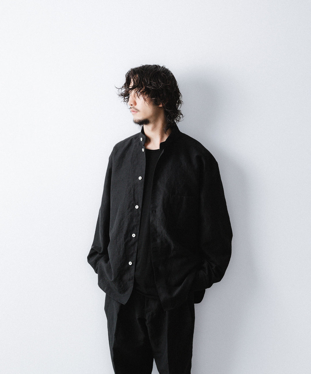 phebus- フィーバスのWOOL LINEN SHIRTのBLACK公式通販サイトsession福岡セレクトショップ