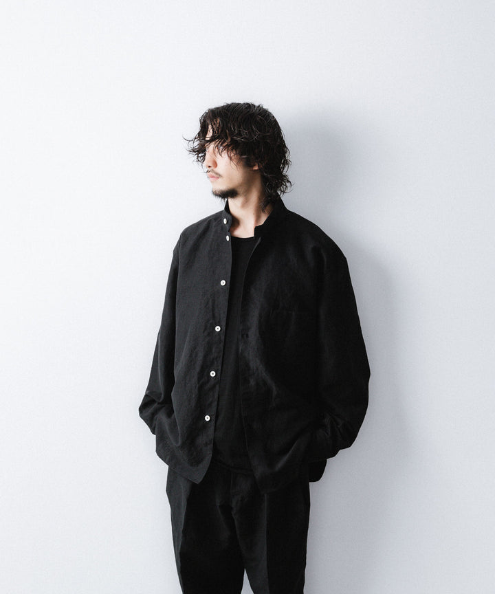 phebus- フィーバスのWOOL LINEN SHIRTのBLACK公式通販サイトsession福岡セレクトショップ