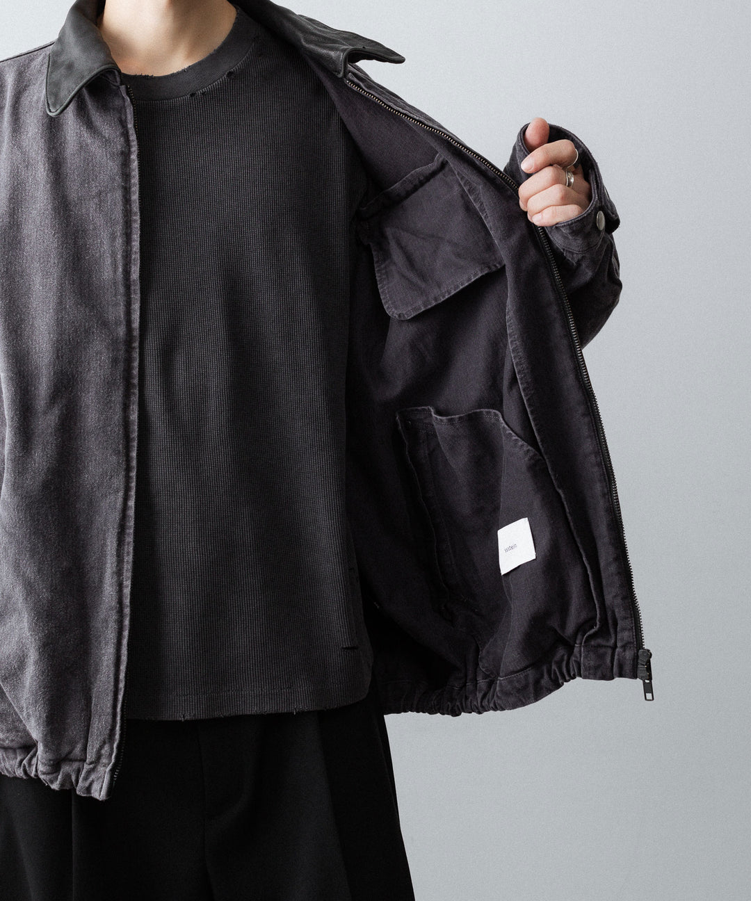 【ssstein】SULFUR DYED WHIP CORD VINTAGE ZIP JACKET - BLACK