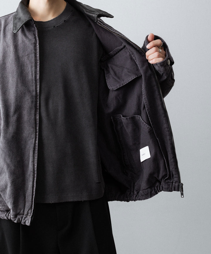 【ssstein】SULFUR DYED WHIP CORD VINTAGE ZIP JACKET - BLACK