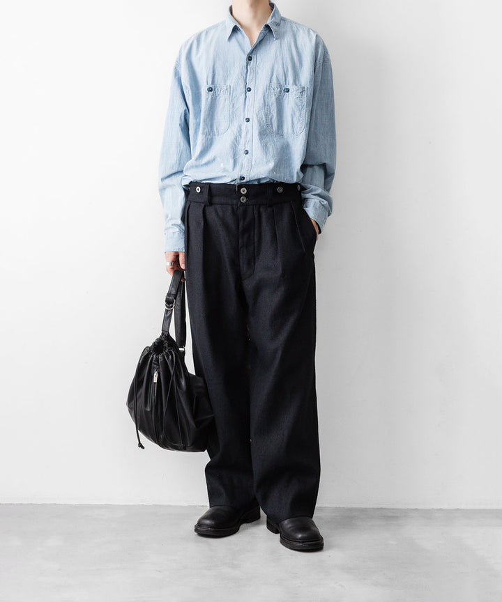 INTÉRIM インテリムのSILK LINEN "BOURGERON" FRENCH WORK TROUSERのBLACK 公式通販サイトsession福岡セレクトショップ