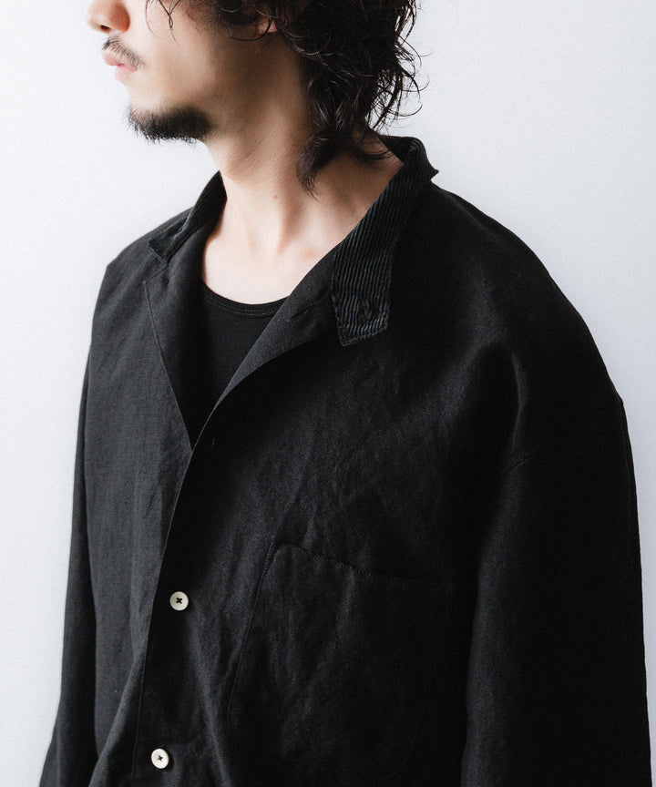phebus- フィーバスのWOOL LINEN SHIRTのBLACK公式通販サイトsession福岡セレクトショップ