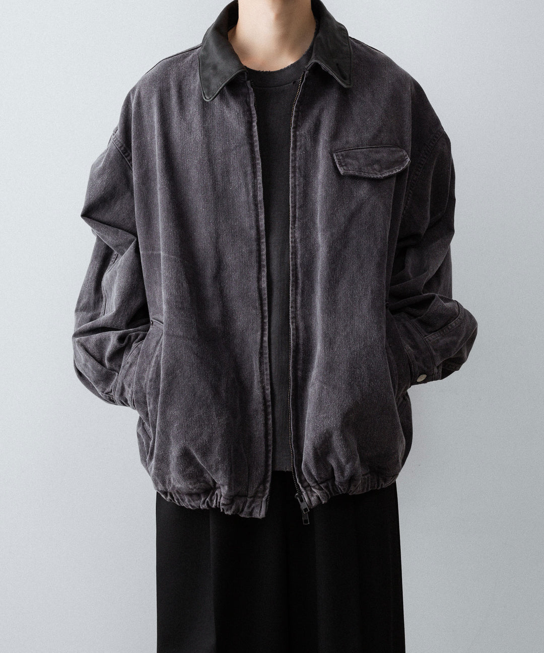 【ssstein】SULFUR DYED WHIP CORD VINTAGE ZIP JACKET - BLACK