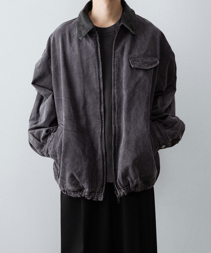 【ssstein】SULFUR DYED WHIP CORD VINTAGE ZIP JACKET - BLACK
