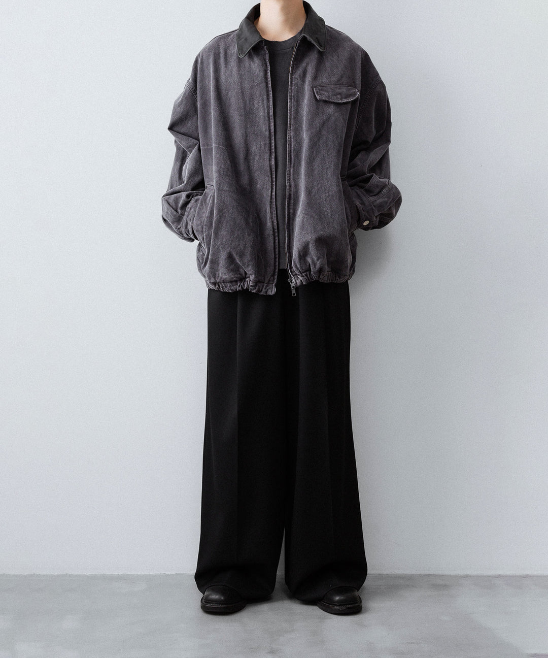 【ssstein】SULFUR DYED WHIP CORD VINTAGE ZIP JACKET - BLACK